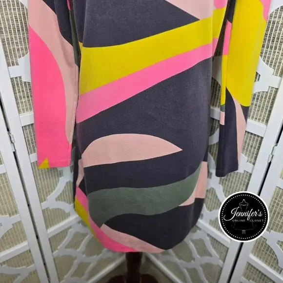 Boden Women's Isabella Pink Charcoal Green Ponte Shift Dress Size 2R